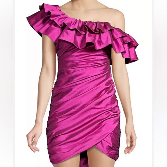 NWT Jay Godfrey Purple Jolene One Shoulder Ruched Dress Sz 2 MSRP $198 - Picture 3 of 7
